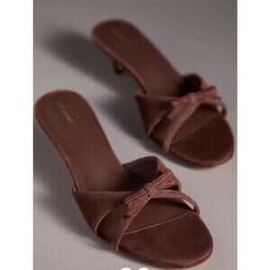 Reformation Stacy Espresso Suede Heeled Sandals Sz 9